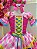 Vestido Infantil Junino Caipira Pink Saia Xadrex Colorido - Imagem 4
