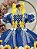 Vestido Infantil Junino Caipira Festas Azul Colorido Florido - Imagem 2