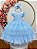 Vestido Infantil Azul Claro Busto Strass Saia Babados Daminhas - Imagem 1