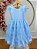 Vestido Infantil Azul Claro Busto Strass Saia Babados Daminhas - Imagem 4