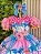 Vestido Infantil Junino Arraiá Rosa Chiclete Festa São João - Imagem 2