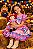Vestido Infantil Junino Caipira Arraiá Xadrez Rosa Colorido - Imagem 3