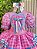Vestido Infantil Junino Caipira Arraiá Xadrez Rosa Colorido - Imagem 4