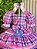 Vestido Infantil Junino Caipira Arraiá Rosa Xadrez Colorido - Imagem 2