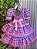 Vestido Infantil Junino Caipira Arraiá Rosa Xadrez Colorido - Imagem 3