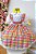 Conjunto Junino Meninas Blusa Branca Com Saia Xadrez Colorida - Imagem 4