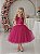 Vestido Infantil Pink Renda Saia Brilho Cinto Strass - Imagem 2