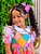 Conjunto Junino Meninas Blusa Branca Saia Xadrez Colorida - Imagem 3