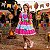 Vestido Junino Infantil Luxo Quadrilha Caipira Pink e Azul Festa Junina - Imagem 1