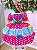 Vestido Junino Infantil Luxo Quadrilha Caipira Pink e Azul Festa Junina - Imagem 3