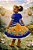 Vestido Infantil Junino Festa de São João Azul Royal - Imagem 6