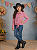 Camisa Infantil Meninas Xadrez Junina Vermelho e Branco - Imagem 1