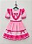 Vestido Junino Infantil Azul Rosa Xadrez com Corações e Renda - Imagem 1