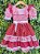 Vestido Junino Infantil Azul Vermelho Xadrez com Corações e Renda - Imagem 9