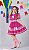 Vestido Junino Infantil Azul Pink Xadrez com Corações e Renda - Imagem 1