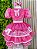 Vestido Junino Infantil Azul Pink Xadrez com Corações e Renda - Imagem 4
