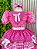 Vestido Junino Infantil Azul Pink Xadrez com Corações e Renda - Imagem 5