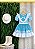 Vestido Junino Infantil Azul Turquesa Xadrez com Corações e Renda - Imagem 3
