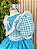 Vestido Junino Infantil Azul Turquesa Xadrez com Corações e Renda - Imagem 6