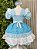 Vestido Junino Infantil Azul Turquesa Xadrez com Corações e Renda - Imagem 7
