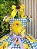 Vestido Infantil Junino Caipira Arraiá Azul Colorido Girassol - Imagem 2