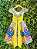 Vestido Infantil Junino Caipira Arraiá Azul Colorido Girassol - Imagem 5
