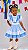Vestido Junino Infantil Azul Bebê Xadrez com Corações e Renda - Imagem 1