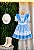 Vestido Junino Infantil Azul Bebê Xadrez com Corações e Renda - Imagem 3