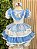 Vestido Junino Infantil Azul Bebê Xadrez com Corações e Renda - Imagem 4