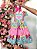 Vestido Infantil Junino Caipira Arraiá Verde e Xadrez Rosa - Imagem 4