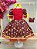 Vestido Infantil Junino Vermelho Xadrez Colorido Girassol com Bolsinha - Imagem 3
