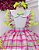 Conjunto Infantil Junino Salopete Xadrez Rosa Verde - Imagem 2