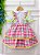 Conjunto Infantil Junino Salopete Xadrez Rosa Verde - Imagem 5