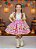 Conjunto Infantil Junino Salopete Xadrez Rosa Verde - Imagem 1