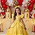 Fantasia Vestido Princesas Longo Infantil Amarelo Festa Luxo - Imagem 2