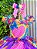 Vestido Infantil Junino Caipira Arraiá Rosa Chiclete Colorido - Imagem 2