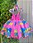 Vestido Infantil Junino Caipira Arraiá Rosa Chiclete Colorido - Imagem 3