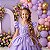 Fantasia Vestido Princesas Longo Infantil Lilas Festa Luxo - Imagem 3