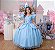 Fantasia Vestido Princesas Longo Infantil Azul Festa Luxo - Imagem 1