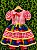 Vestido Infantil Festa Junina Xadrez Vermelho Colorido com Renda - Imagem 7