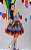 Vestido Infantil Festa Junina Xadrez Azul Marinho Colorido com Renda - Imagem 1
