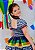 Vestido Infantil Festa Junina Xadrez Azul Marinho Colorido com Renda - Imagem 3