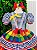 Vestido Infantil Festa Junina Xadrez Azul Marinho Colorido com Renda - Imagem 5