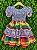 Vestido Infantil Festa Junina Xadrez Azul Marinho Colorido com Renda - Imagem 8