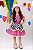 Vestido Infantil Xadrez Pink Fazendinha Vaquinha Boiadeira Laço - Imagem 1
