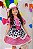 Vestido Infantil Xadrez Pink Fazendinha Vaquinha Boiadeira Laço - Imagem 2