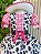 Vestido Infantil Xadrez Pink Fazendinha Vaquinha Boiadeira Laço - Imagem 5