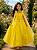 Vestido Infantil Longo Amarelo Aplique de Borboletas Festas - Imagem 1