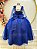 Vestido Infantil Longo Azul Royal Aplique Borboletas Festas - Imagem 6