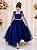 Vestido Infantil Longo Azul Royal Aplique Borboletas Festas - Imagem 1